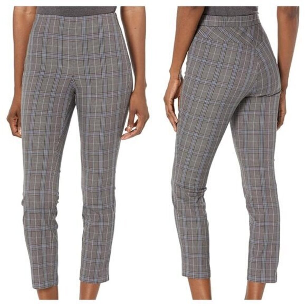 rag & bone Simone Slim Cropped Glen Plaid Pants 6 Black Multi Plaid